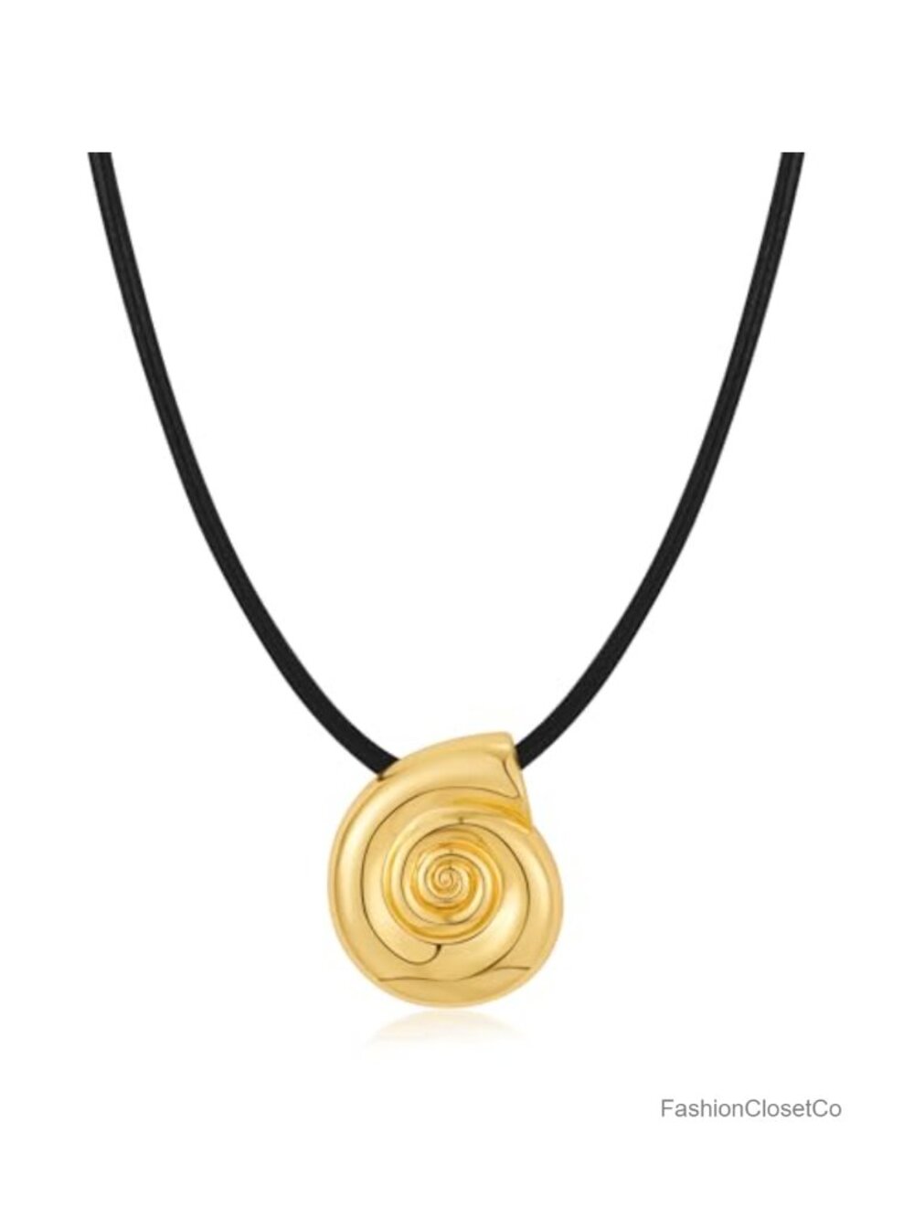 Gold Plated Twisted Rope Chain Choker Necklace with Shell Charm Pendant